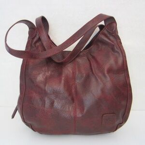 Jing Pin Piju Red Faux Leather Double Handle 3 Compartment Tote
